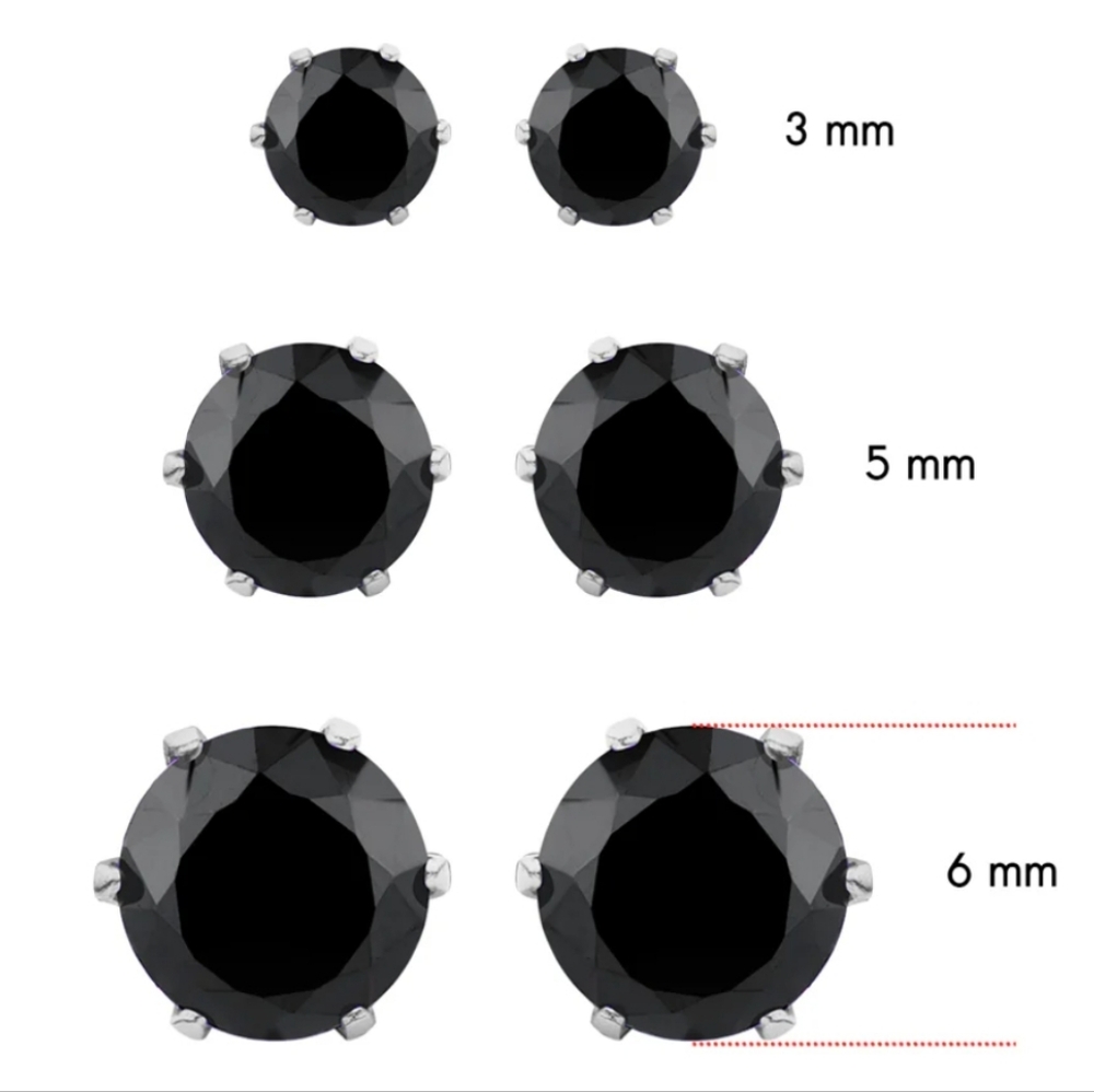 Multi-Pack CZ Black Stud Earrings🖤🖤🖤